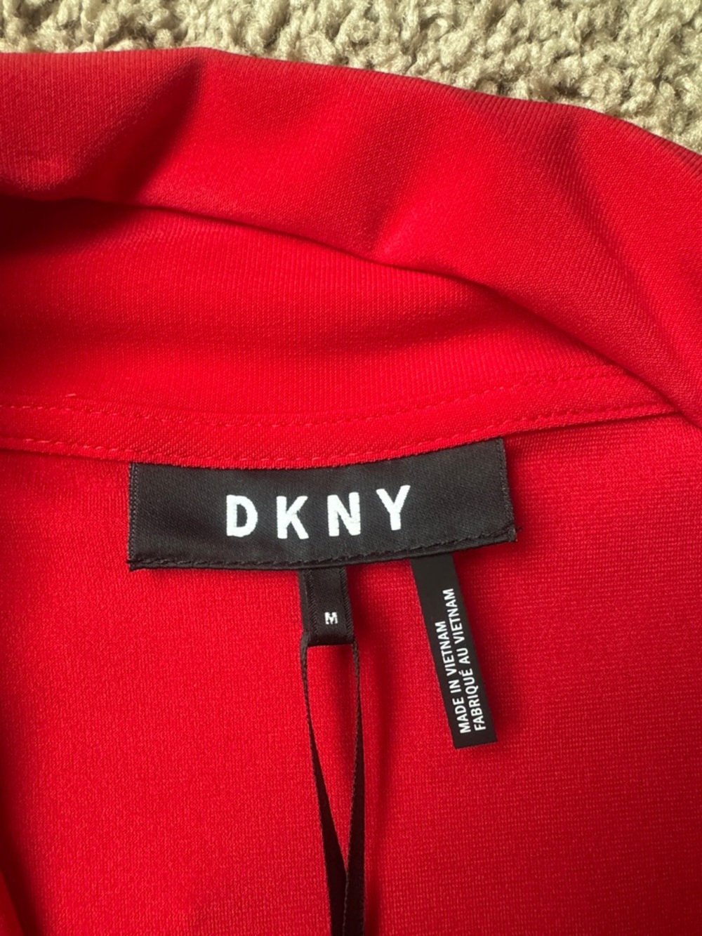 DKNY Bold Red Draped V-Neck Top - Picture 2 of 3
